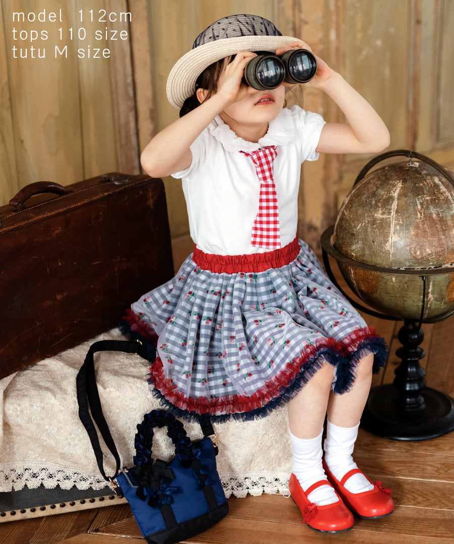 Japanese children's clothing panpantutu bubble collar shirt 80-150cm girls summer TOPS interview / banquet / performance