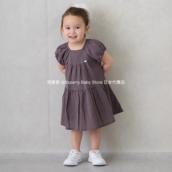 Japanese children's clothing pe#main cool-to-touch, quick-drying lantern-sleeve dress (80-130cm) for girls (summer dresses)
