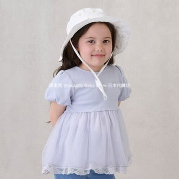 Japanese children's clothing pe#main ruffled mesh top 80-130cm girls summer TOPS
