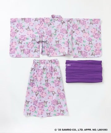 Japanese children's clothing aF#a325 x Sanrio 2Way Yukata Japanese Kimono 110-150cm Girls Summer Outerwear Skirts Japanese Summer Festival Special