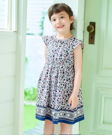 Japanese children's clothing aF#a325 small flying sleeve dress 90-160cm girls summer dresses