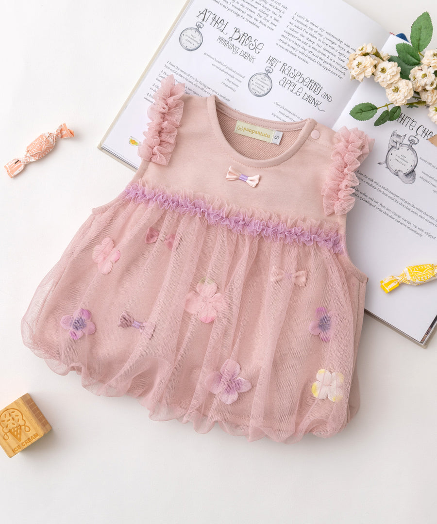 Japanese children's clothing panpantutu floral chiffon bubble vest 70-100cm girls newborn baby summer TOPS