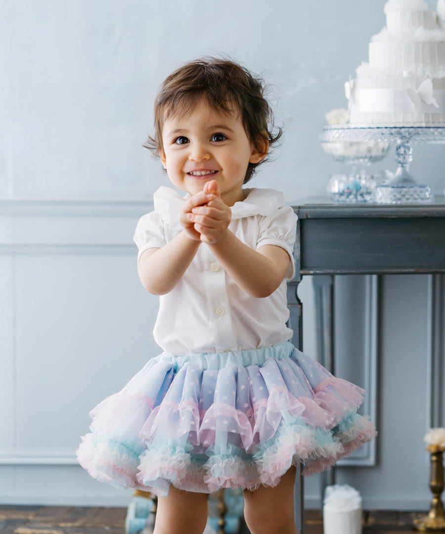 Japanese children's clothing panpantutu bubble collar shirt 80-150cm girls summer TOPS interview / banquet / performance