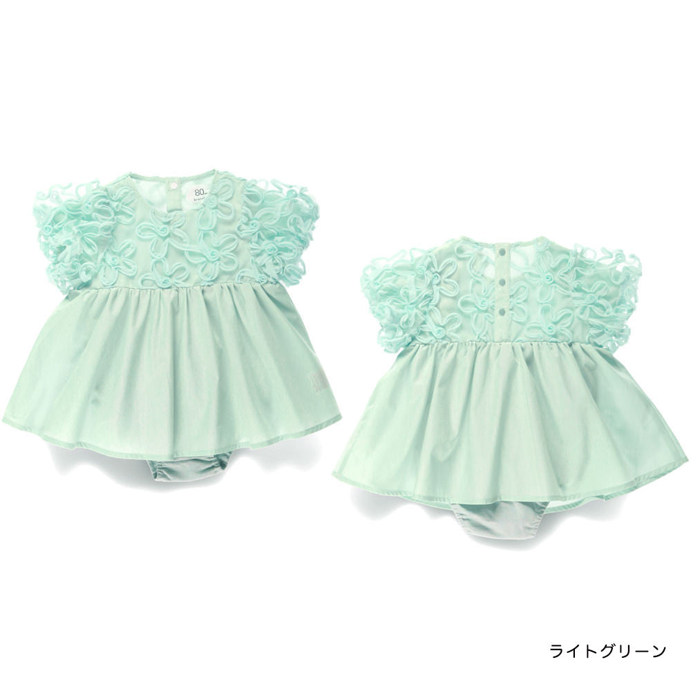 Japanese Children's Clothing Branches Floral Tulle Jumpsuit 70-80cm Girls' Spring Newborn Baby Jumpsuit