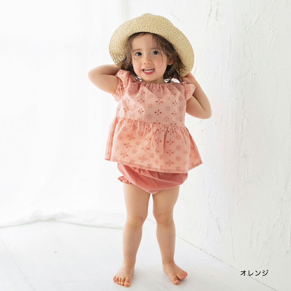 Japanese children's clothing Branches lace top and shorts set 70-80cm girls' newborn baby summer TOPS PANTS