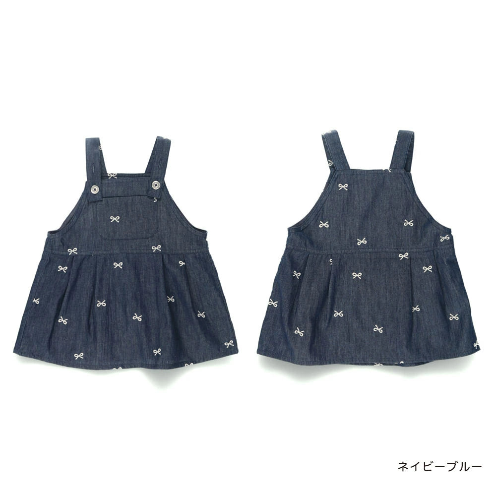 日本童裝 Branshes 蝴蝶結刺繡連身裙 80cm 女童款 初生嬰兒 秋季 DRESSES