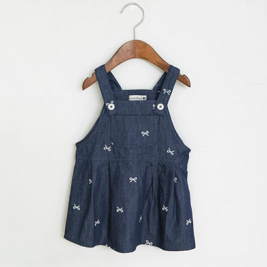 日本童裝 Branshes 蝴蝶結刺繡連身裙 80cm 女童款 初生嬰兒 秋季 DRESSES