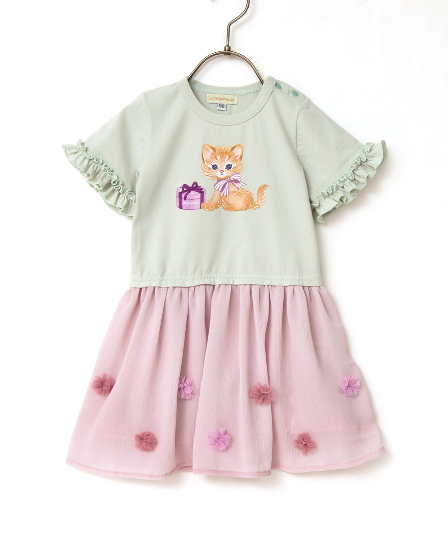 Japanese children's clothing panpantutu ruffled chiffon dress 90-130cm girls summer dresses