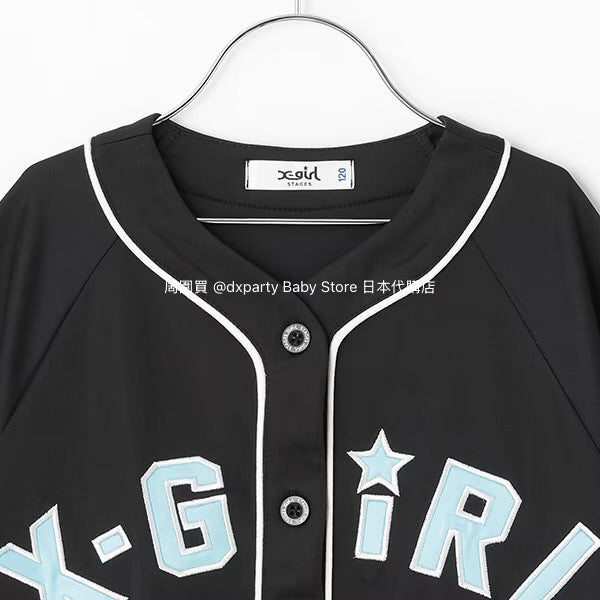 Japanese children's clothing X-girl Stages baseball style shirt 100-140cm girls summer TOPS