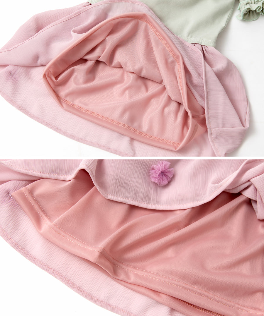 Japanese children's clothing panpantutu ruffled chiffon dress 90-130cm girls summer dresses