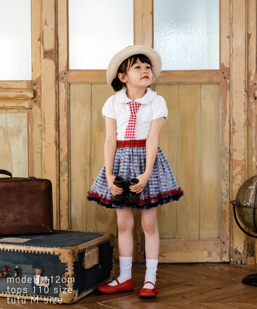 Japanese children's clothing panpantutu bubble collar shirt 80-150cm girls summer TOPS interview / banquet / performance