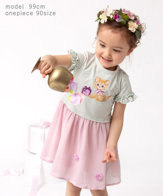 Japanese children's clothing panpantutu ruffled chiffon dress 90-130cm girls summer dresses