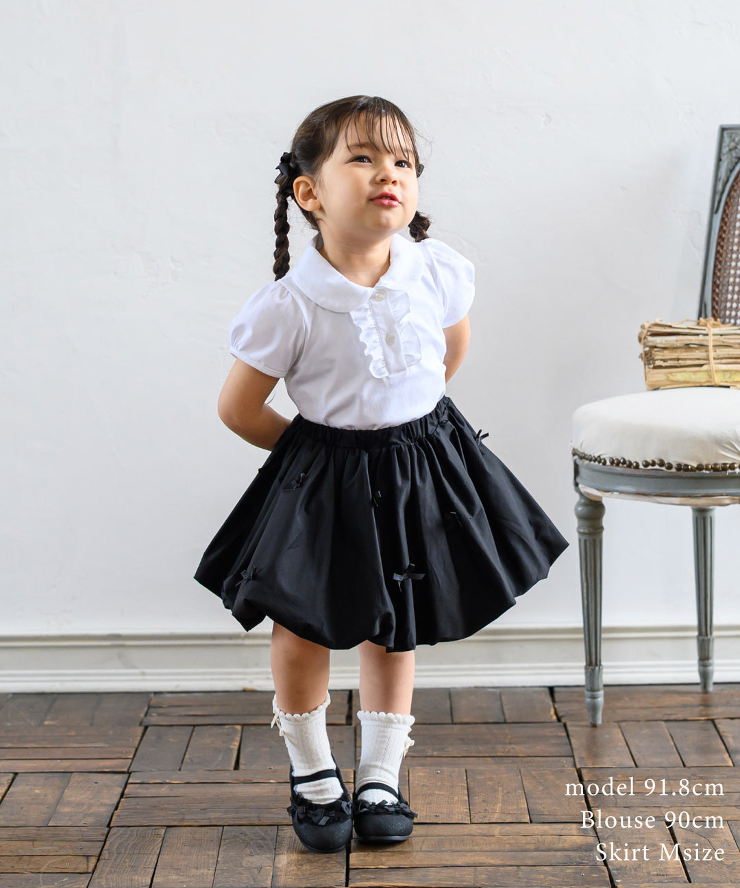 Japanese children's clothing panpantutu classic ruffle shirt 80-150cm girls summer TOPS interview / banquet / performance