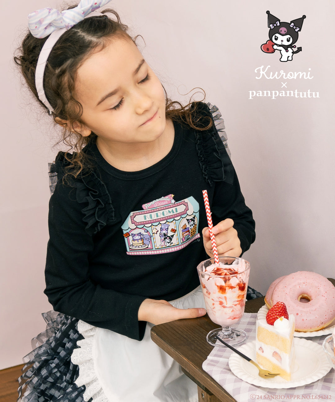 Japanese children's clothing panpantutu x Sanrio Kuromi printed top 80-140cm girls summer TOPS