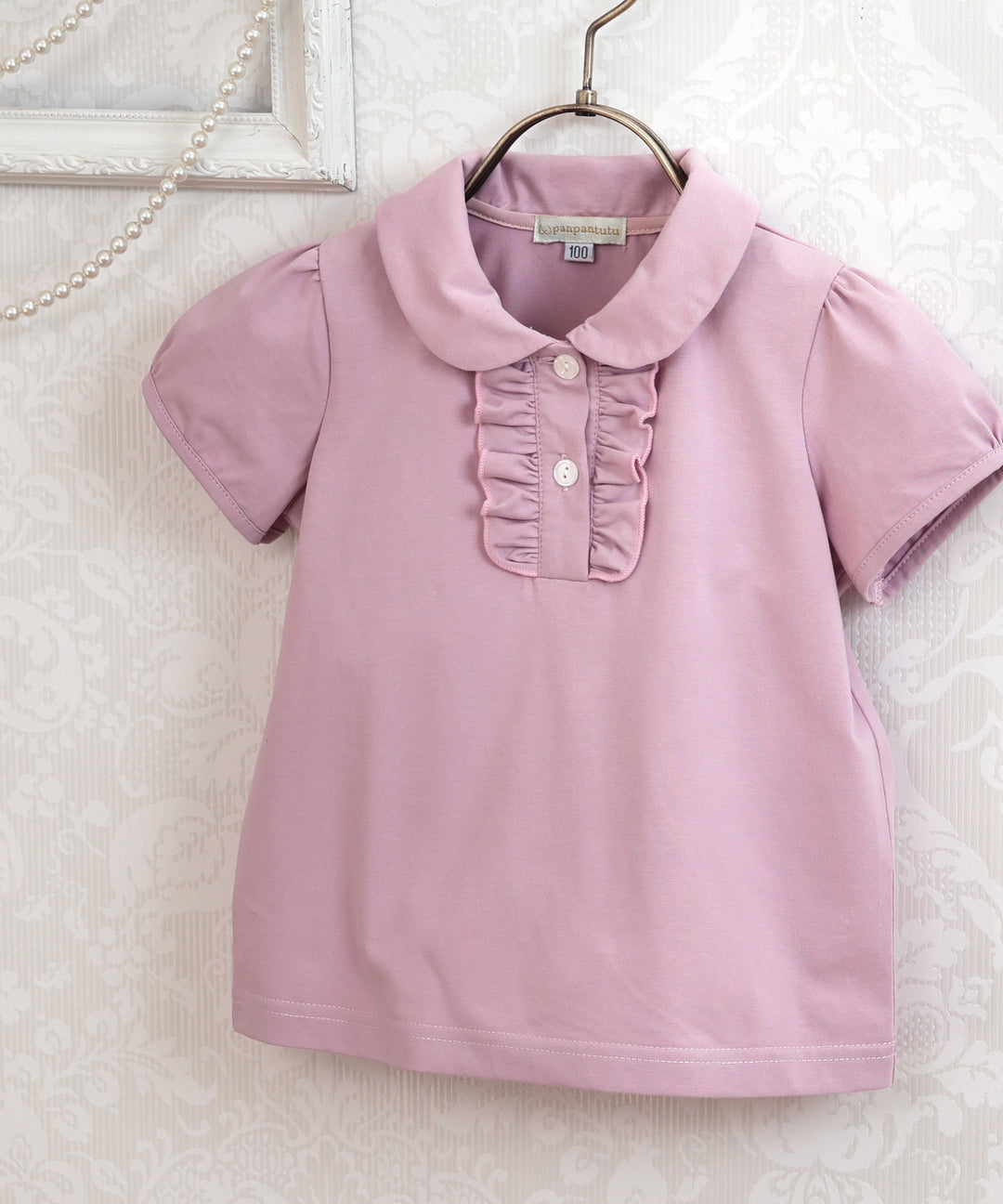 Japanese children's clothing panpantutu classic ruffle shirt 80-150cm girls summer TOPS interview / banquet / performance