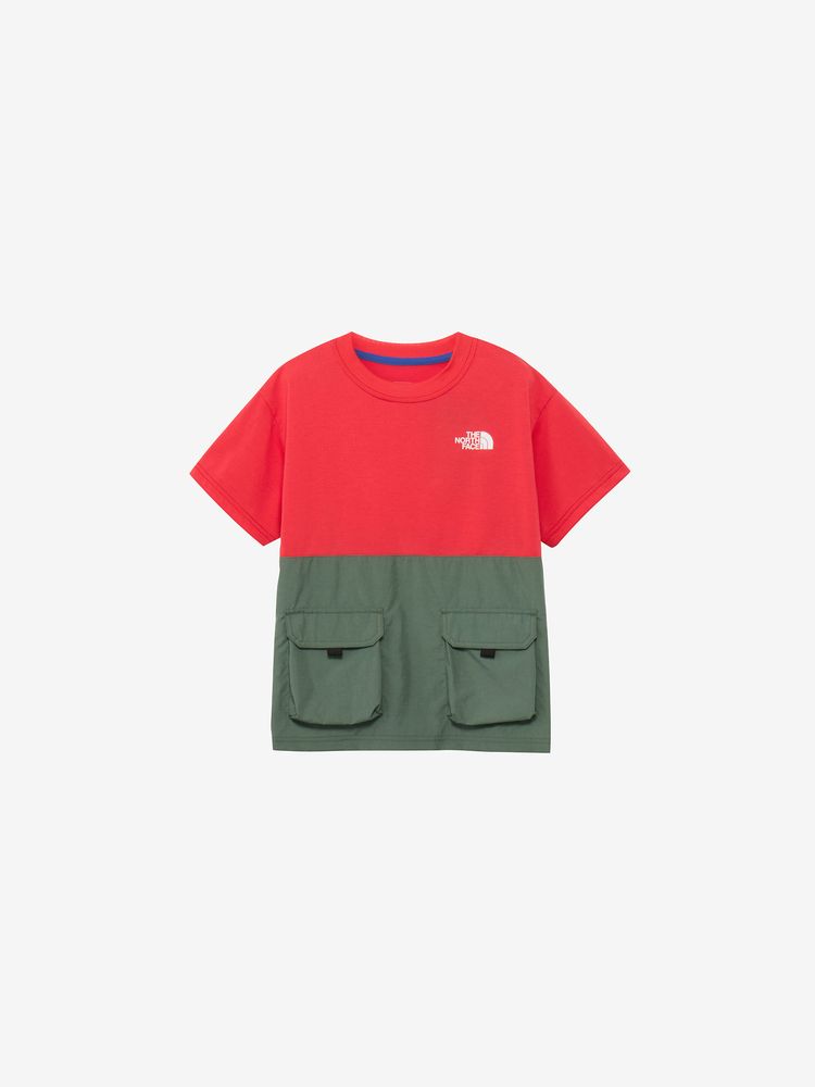 Japanese children's clothing TNF anti-static care workwear pocket top 130-160cm boys/girls summer TOPS