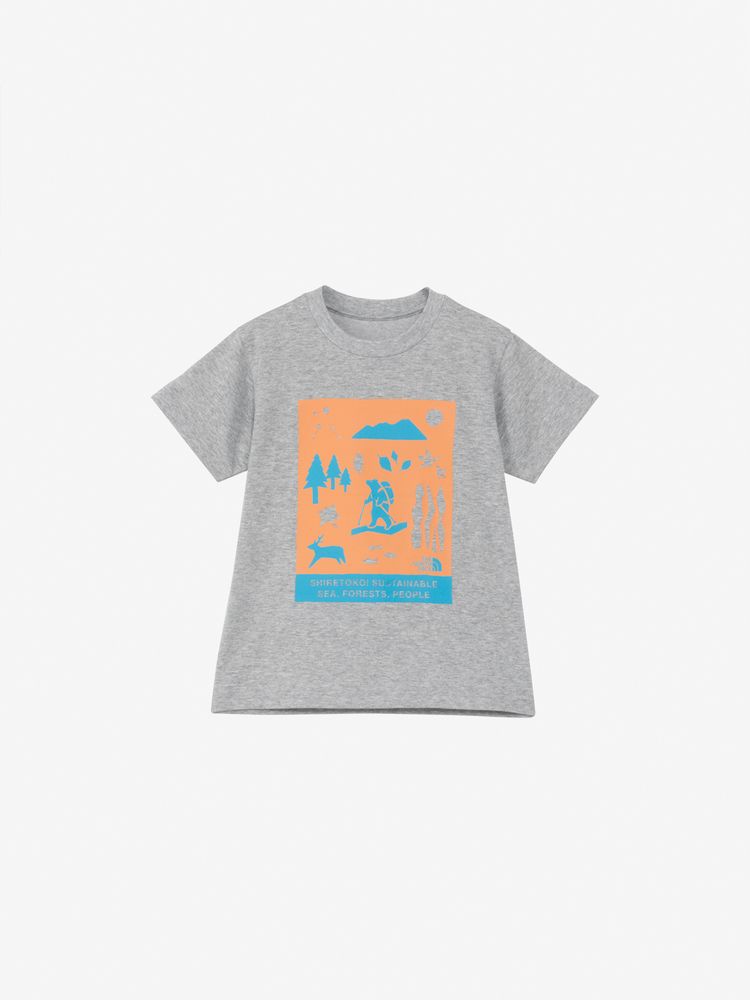 Japanese children's clothing TNF UV protection Hokkaido Shari Town printed top 100-120cm boys/girls summer TOPS