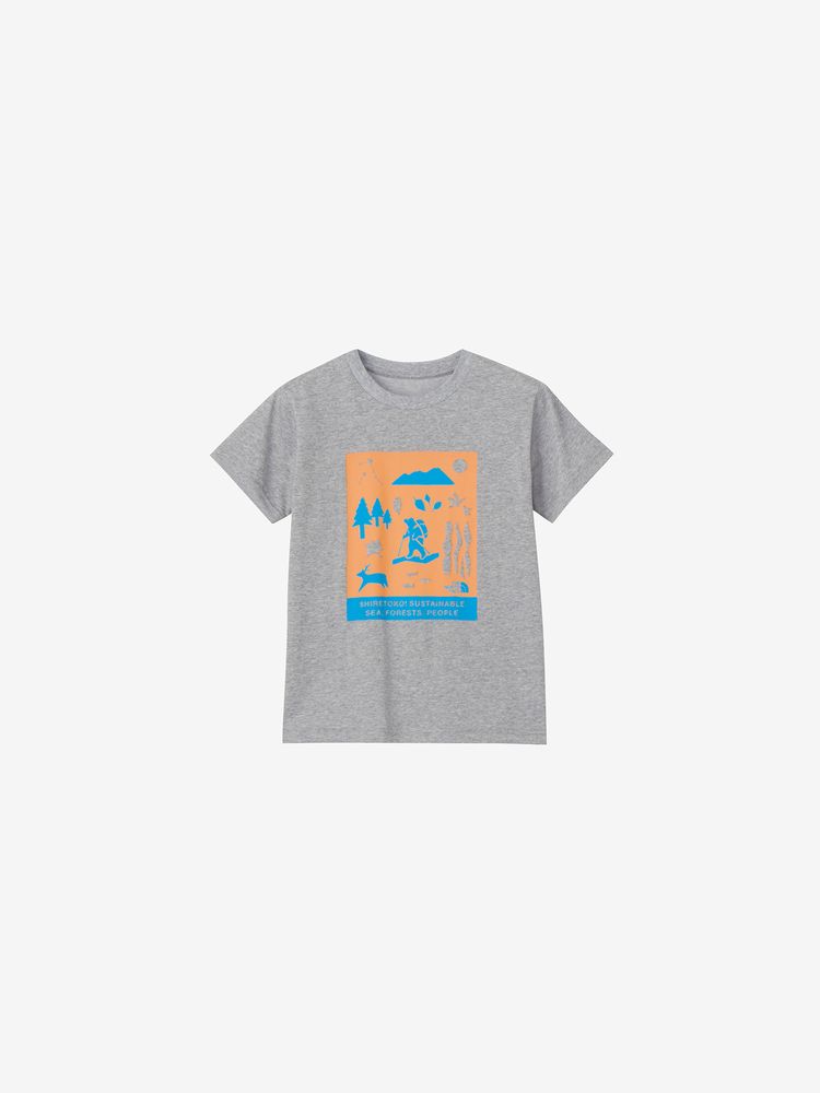 Japanese children's clothing TNF UV protection Hokkaido Shari Town printed top 130-160cm boys/girls summer TOPS