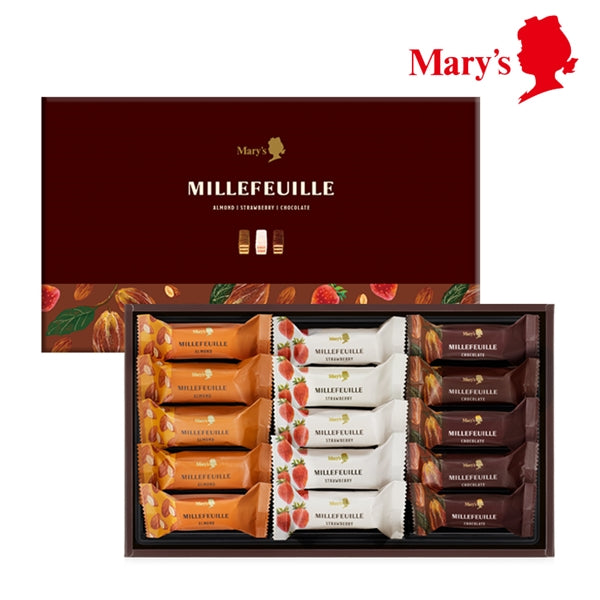 日本直送 Mary's Chocolate 朱古力千層酥禮盒(杏仁/朱古力/士多啤梨)5/10/15/20/30枚入 中秋節/萬聖節 限定手信