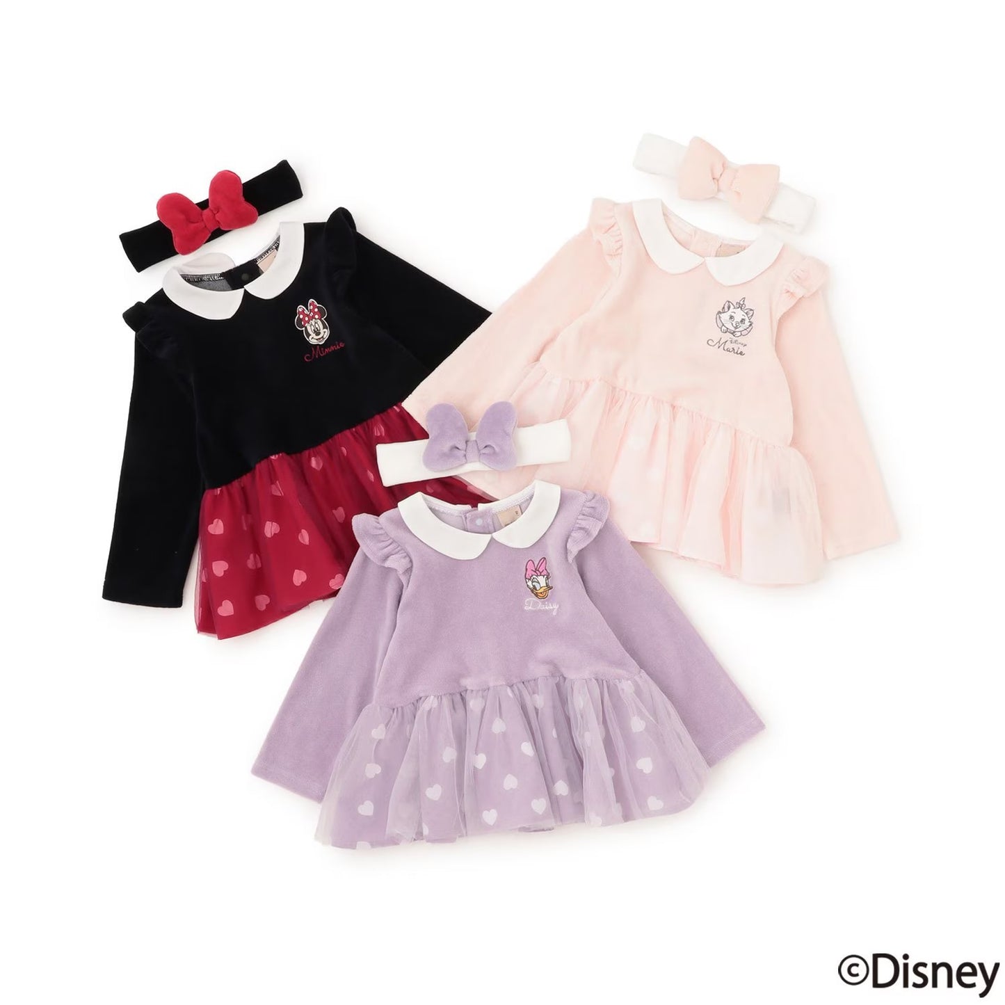 日本童裝 pe#main x Disney 絨毛薄紗拼接上衣 80-130cm 女童款 秋季 TOPS