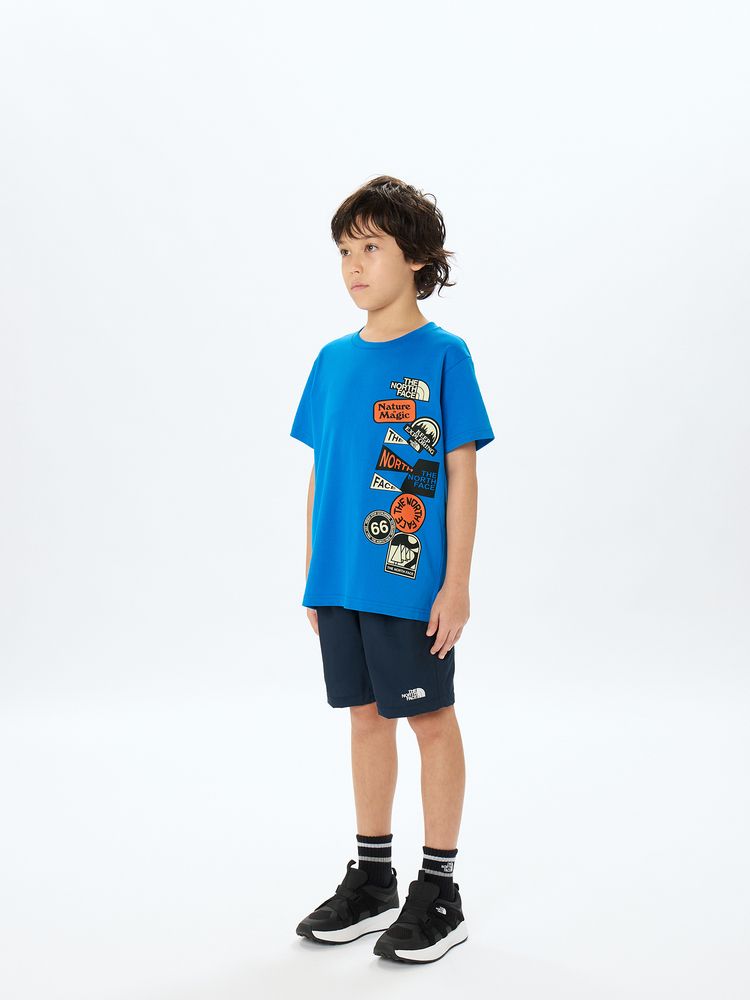 Japanese children's clothing TNF organic cotton luminous pattern top 130-160cm boys/girls summer TOPS
