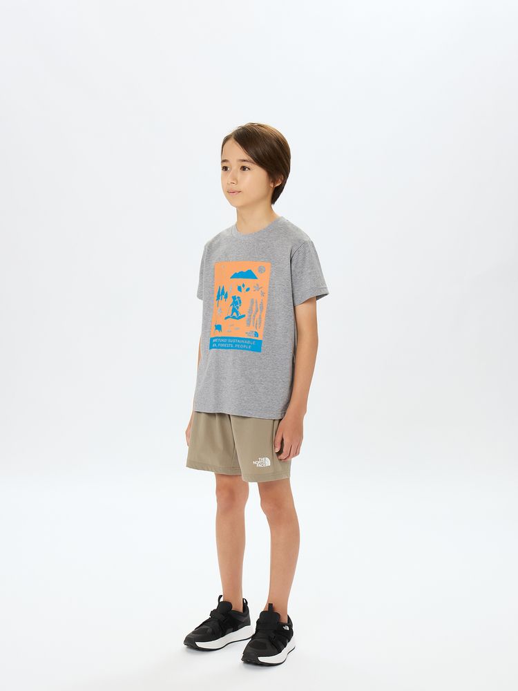 Japanese children's clothing TNF UV protection Hokkaido Shari Town printed top 130-160cm boys/girls summer TOPS