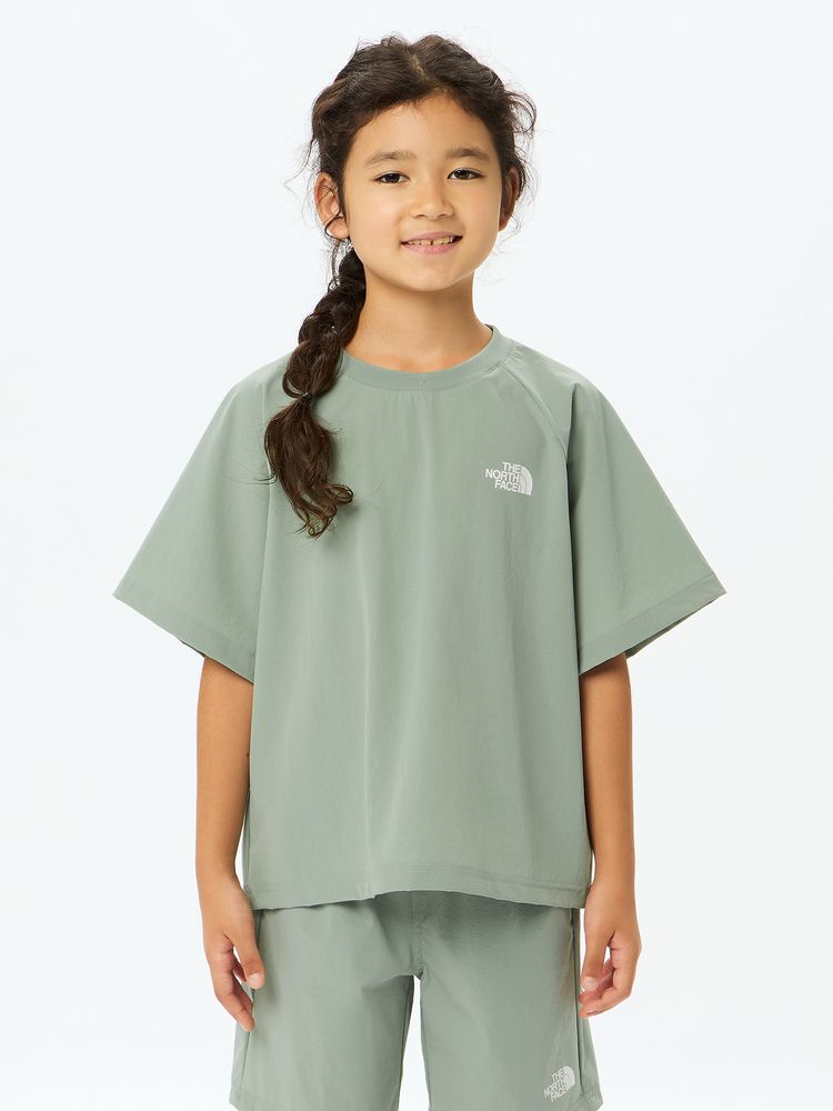 Japanese children's clothing TNF waterproof series high-stretch static care fine logo print top 130-160cm boys/girls summer TOPS