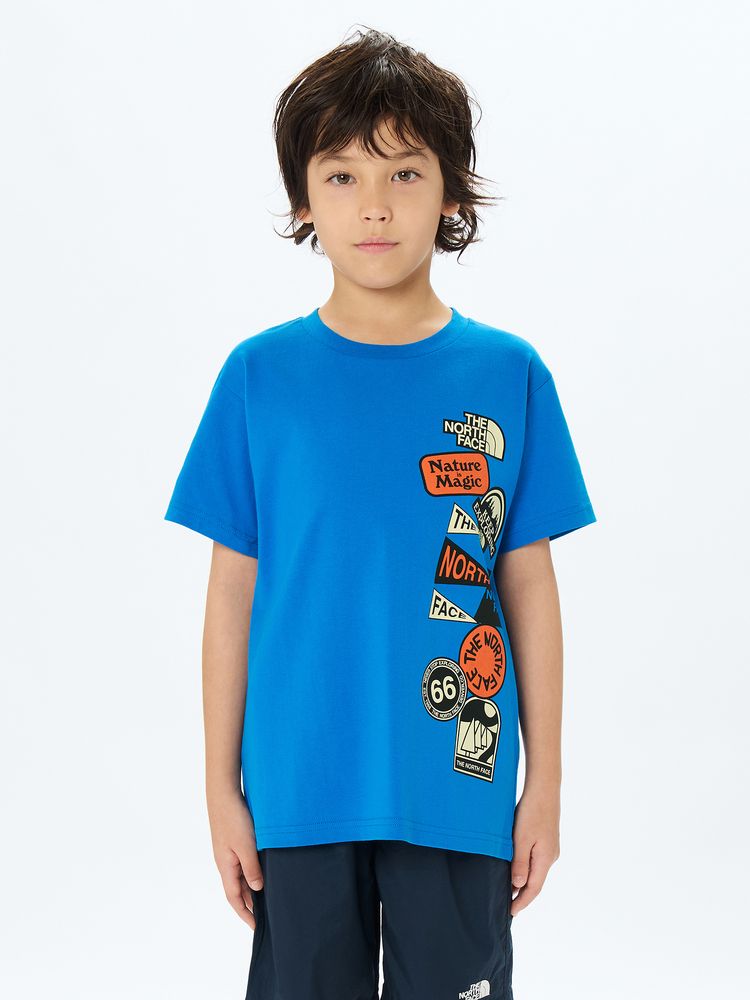 Japanese children's clothing TNF organic cotton luminous pattern top 130-160cm boys/girls summer TOPS