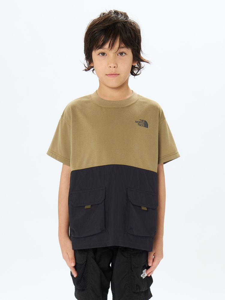 Japanese children's clothing TNF anti-static care workwear pocket top 130-160cm boys/girls summer TOPS