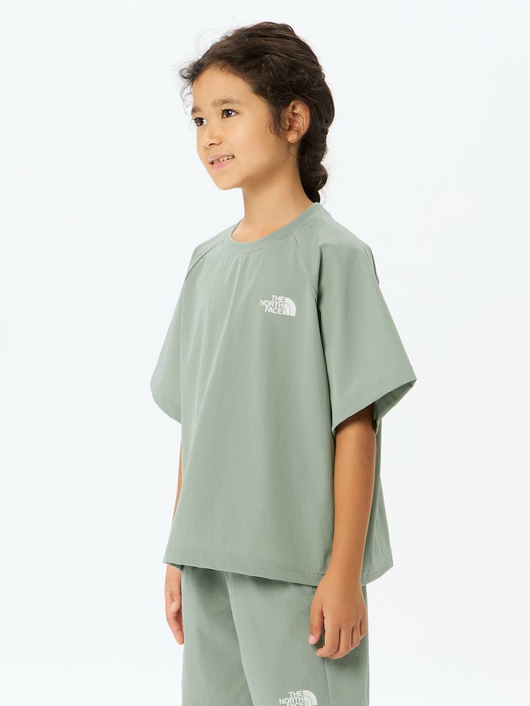 Japanese children's clothing TNF waterproof series high-stretch static care fine logo print top 130-160cm boys/girls summer TOPS