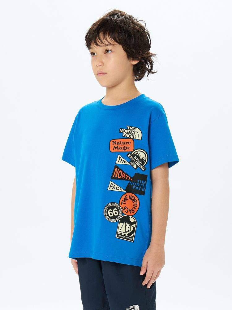 Japanese children's clothing TNF organic cotton luminous pattern top 130-160cm boys/girls summer TOPS