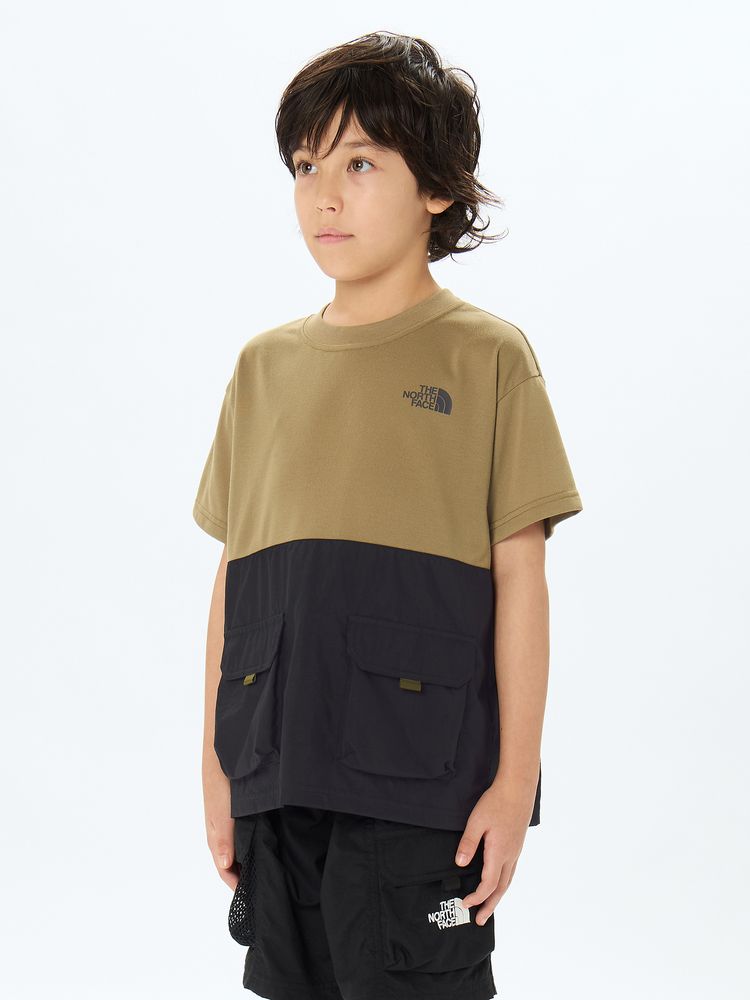 Japanese children's clothing TNF anti-static care workwear pocket top 130-160cm boys/girls summer TOPS