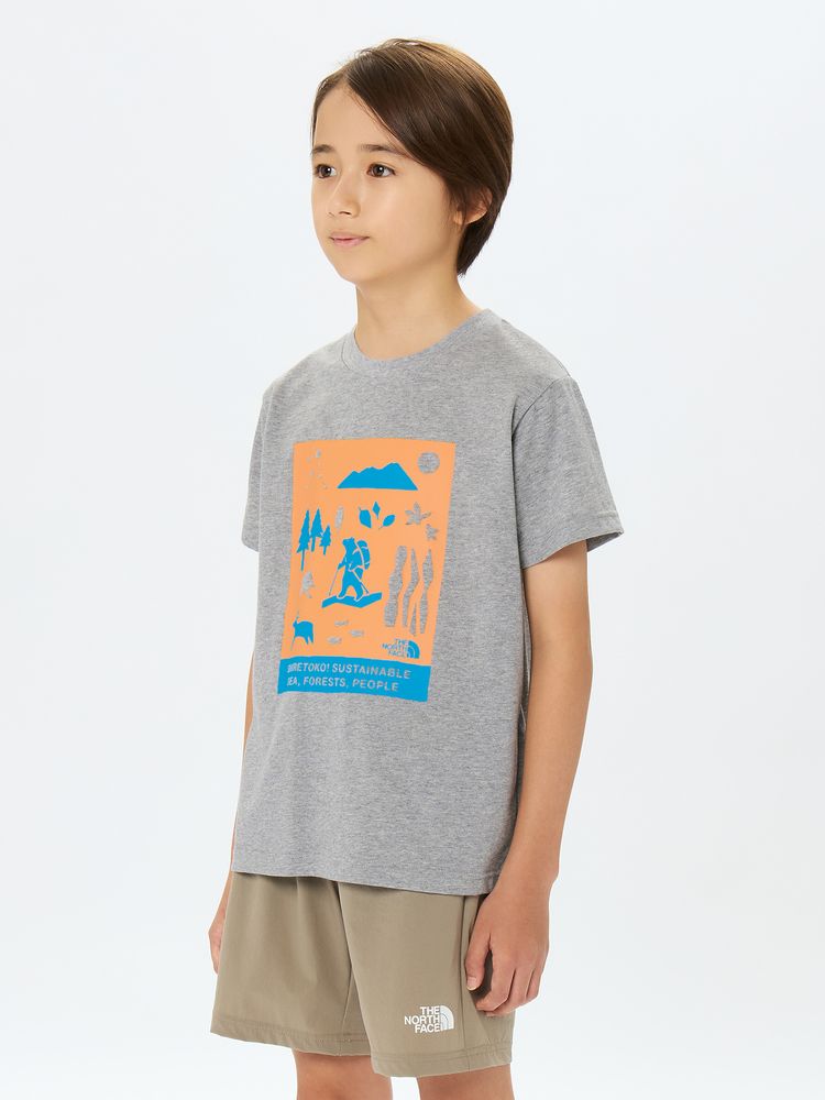 Japanese children's clothing TNF UV protection Hokkaido Shari Town printed top 130-160cm boys/girls summer TOPS