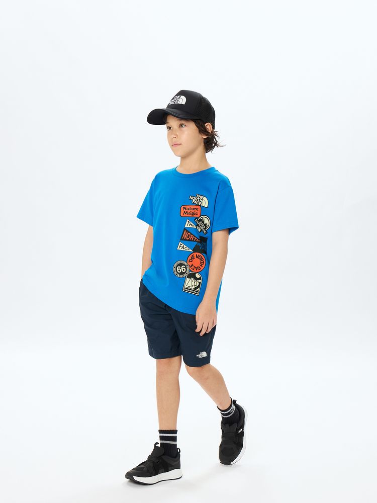 Japanese children's clothing TNF organic cotton luminous pattern top 130-160cm boys/girls summer TOPS