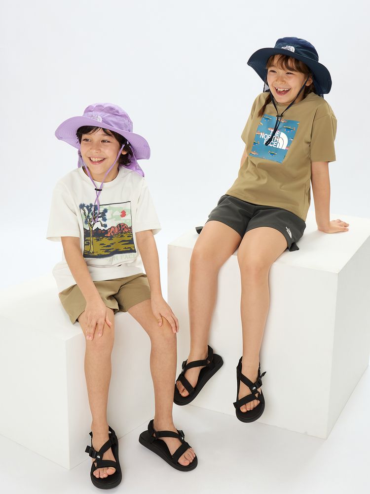 Japanese children's clothing TNF anti-UV sweat-absorbing quick-drying static care print top 130-160cm boys/girls summer TOPS