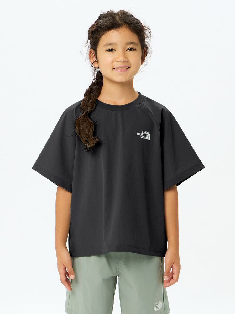 Japanese children's clothing TNF waterproof series high-stretch static care fine logo print top 130-160cm boys/girls summer TOPS