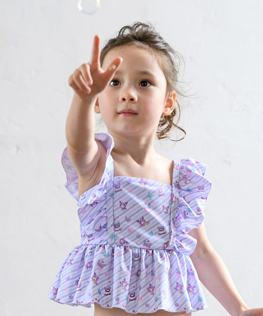 Japanese children's clothing panpantutu x Sanrio Kuromi UV protection two-piece swimsuit set 95-130cm girls summer swimsuit special edition