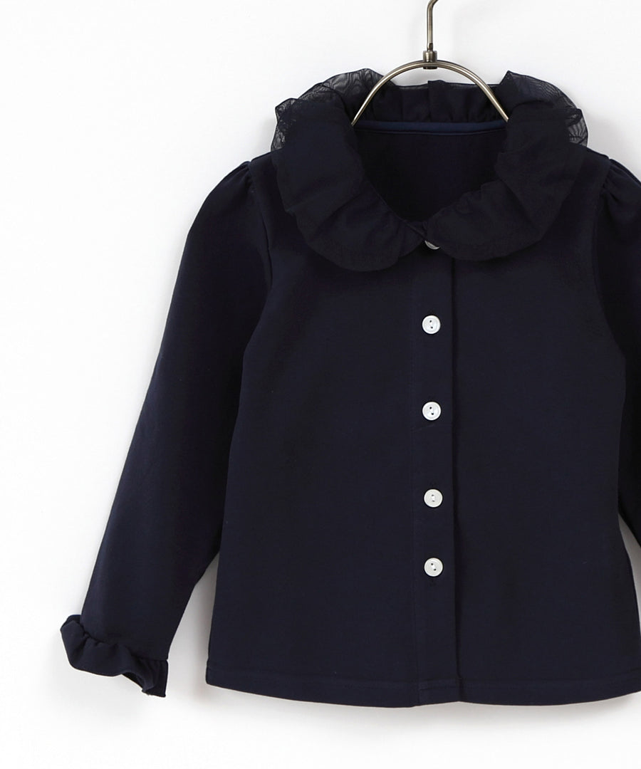 Japanese children's clothing panpantutu black bubble collar shirt 90-150cm girls summer TOPS interview/banquet/performance