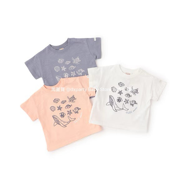 Japanese children's clothing pe#main Contact Cool Ocean Embroidery Top 80-130cm Boys/Girls Summer TOPS