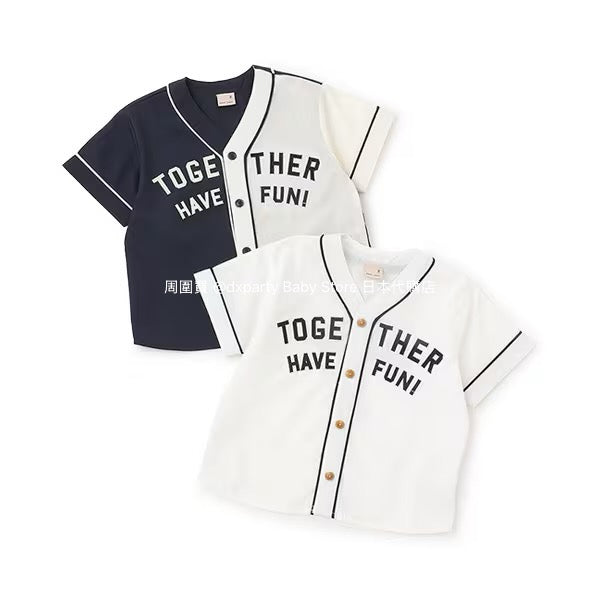 Japanese children's clothing pe#main baseball style shirt 80-130cm boys summer TOPS