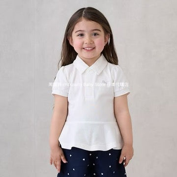 Japanese children's clothing pe#main ruffled top 80-130cm girls summer TOPS