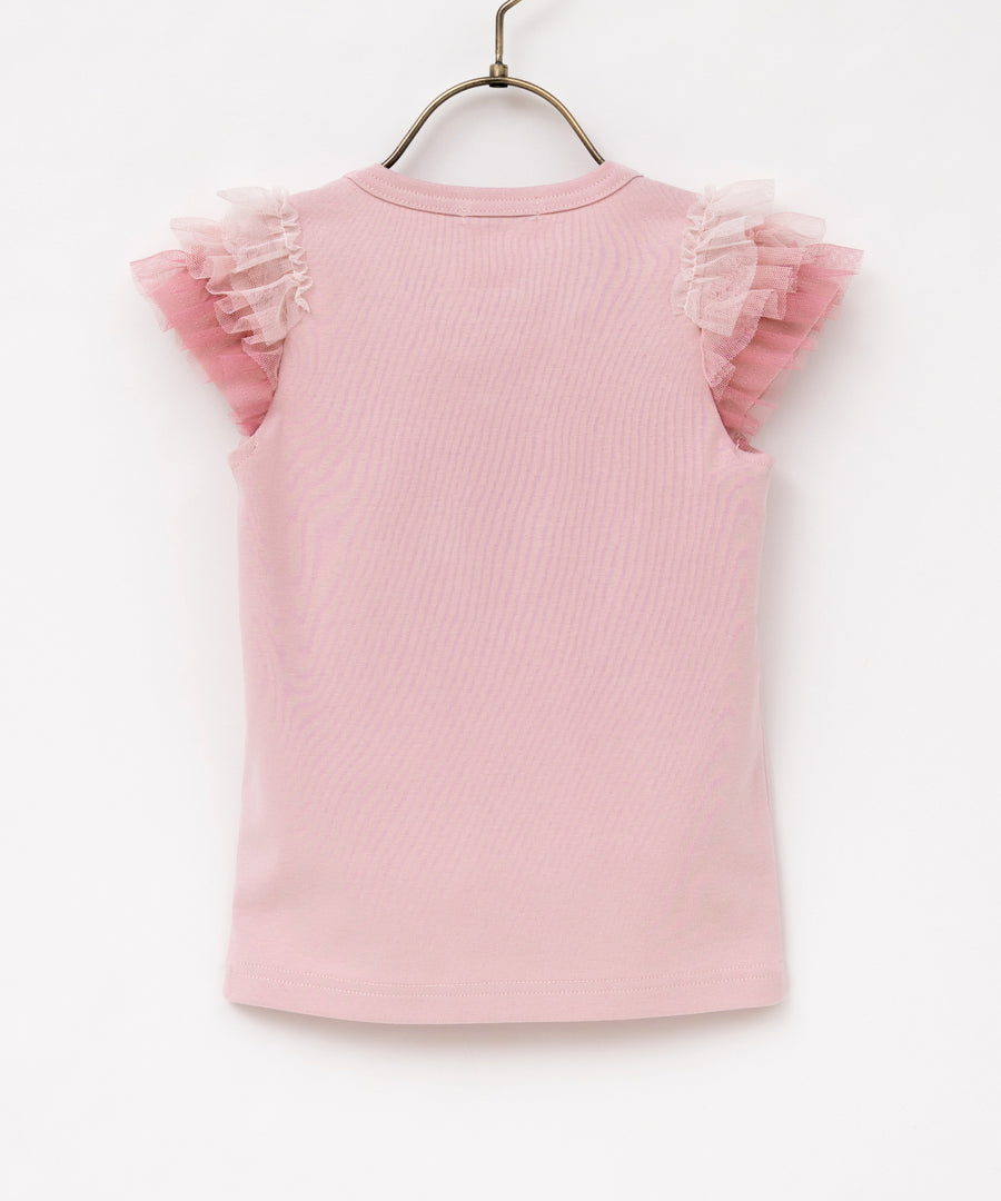 Japanese children's clothing panpantutu rose-colored chiffon sleeve top 80-140cm girls summer TOPS