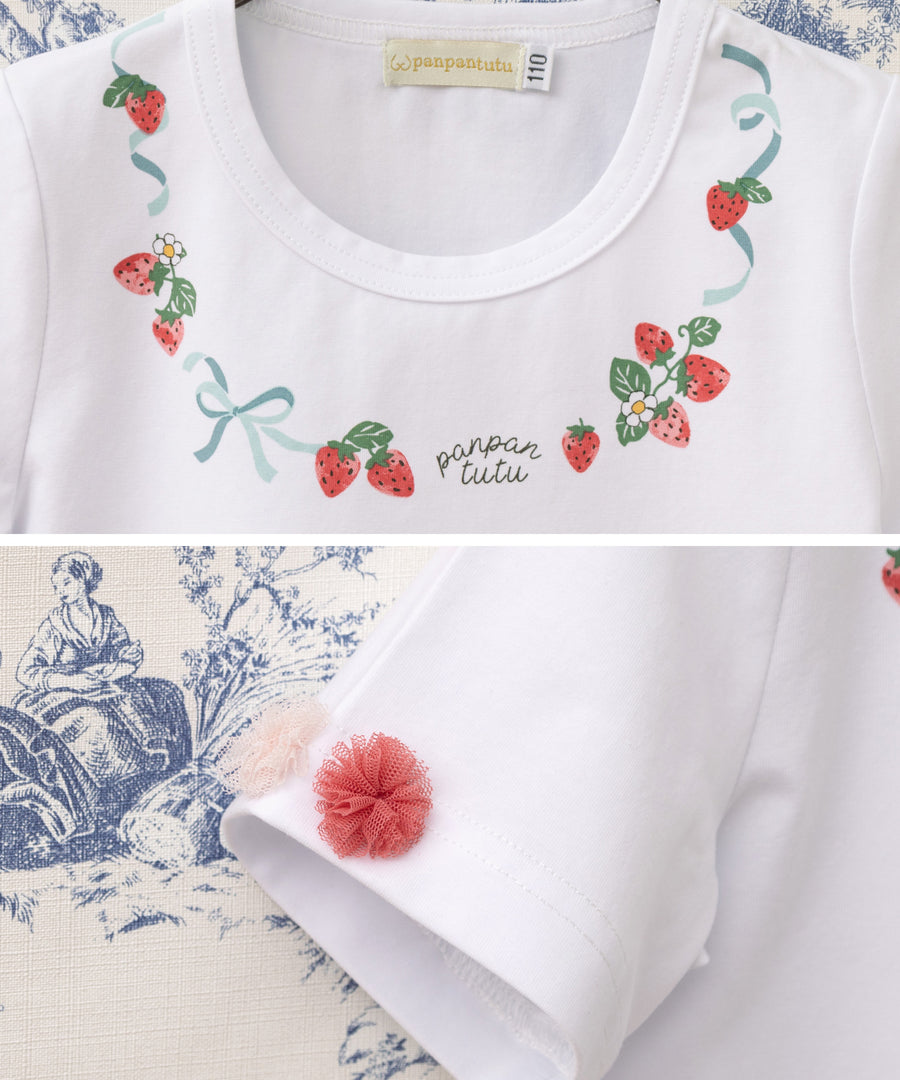 Japanese children's clothing panpantutu strawberry necklace top 80-150cm girls summer TOPS