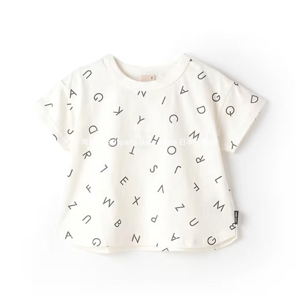 Japanese children's clothing pe#main contact cool print top 80-130cm boys/girls summer TOPS
