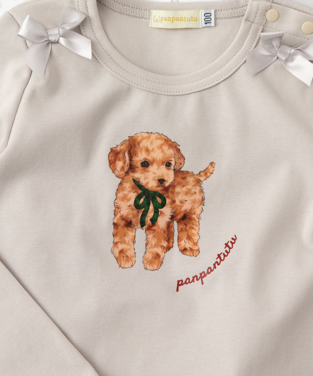 Japanese children's clothing panpantutu ribbon poodle pattern top 80-150cm girls summer TOPS