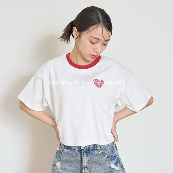 Lovetoxic Japanese children's clothing heart-shaped letter print top 140-170cm girls summer TOPS