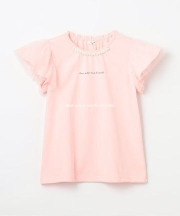 Japanese children's clothing aF#a325 mesh sleeve top 100-160cm girls summer TOPS