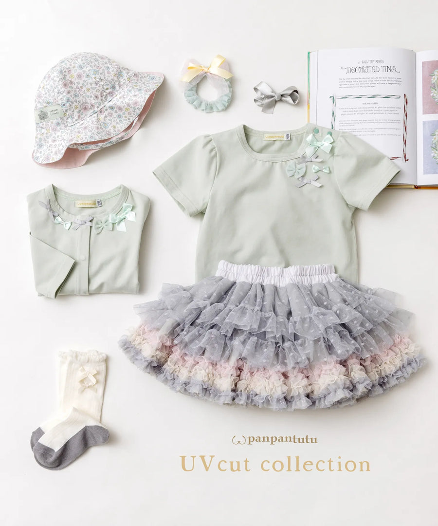 Japanese children's clothing panpantutu UV protection bow top 80-150cm girls summer TOPS