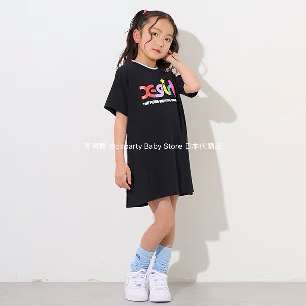 Japanese children's clothing X-girl Stages glitter bubble logo dress 80-140cm girls summer dresses