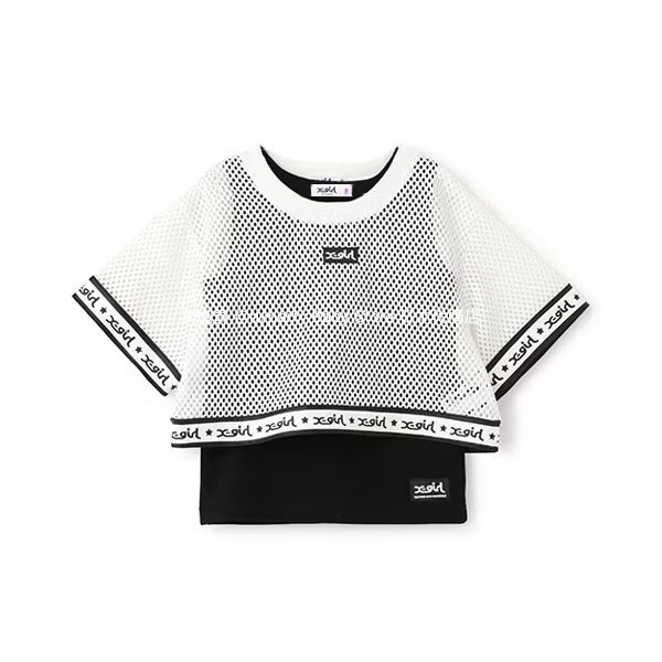 Japanese children's clothing X-girl Stages mesh top vest two-piece set 90-140cm girls summer TOPS